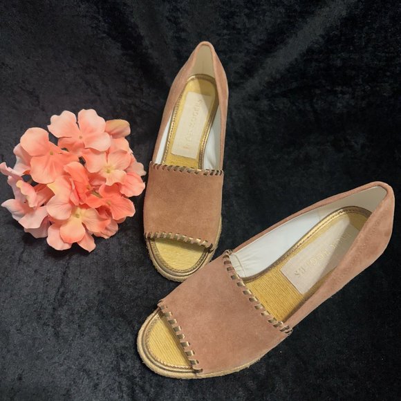 Jack Rogers Palmer Wedge Heel Sandals Metallic Mauve Size 8.5 - Picture 1 of 12